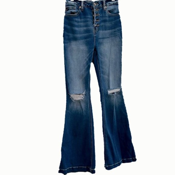 KANCAN Dixie Ultra High Rise Flare Jeans (Petite) Size XL, 70's Style - Picture 5 of 7